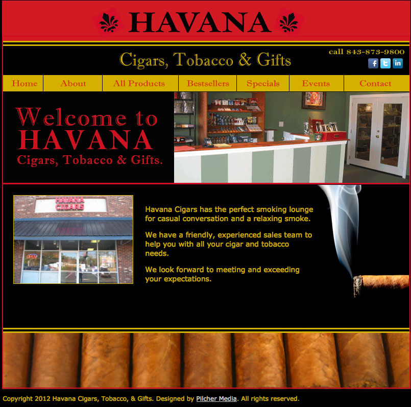 Havana Cigars, Tobacco and Gifts Website Design and Development