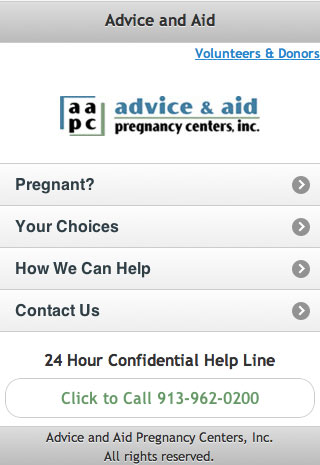 Mobile Website for Advice & Aid Pregnancy Centers