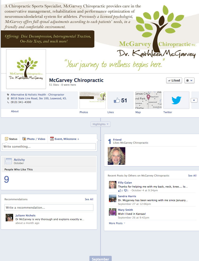 New Social Media for McGarvey Chiropractic