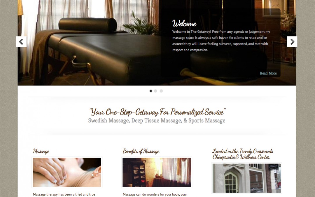 New Website Design for The Getaway Massage Therapist, Ryanne Newton